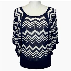 Anne Fontaine Blue & White Batwing Sweater Size Medium